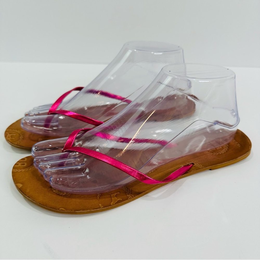 LOVE PINK FLIP FLOP SANDALS BY VS WOMENS SIZE 7-8 GOOD CONDITION PINK STRAPPY